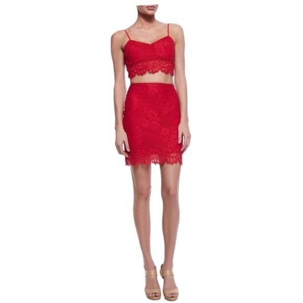 For Love & Lemons Red Lace Tiki Set